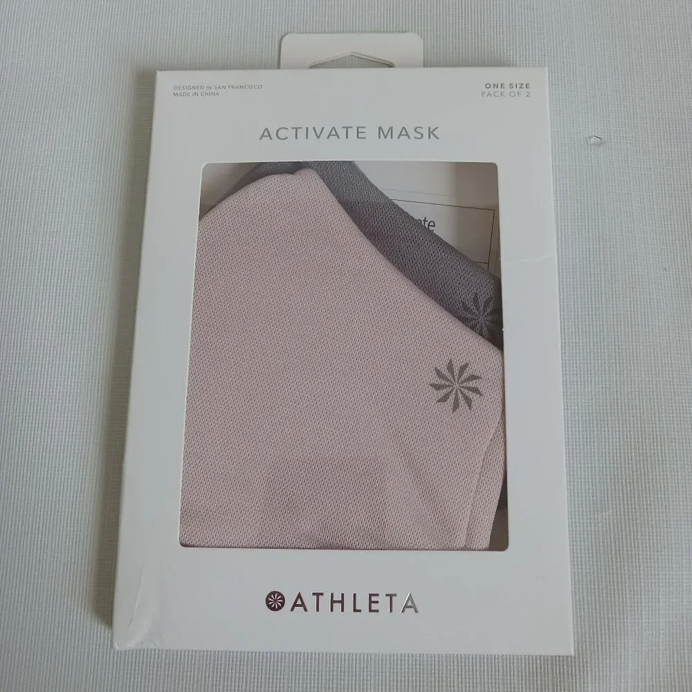 Athleta OS Pack of 2 Pink and Gray Lightweight Particle Blocking Activate Mask